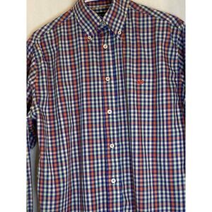 Southern Marsh Mens Button Down Shirt Small Check Plaid Duck Logo Blue‎ Orange